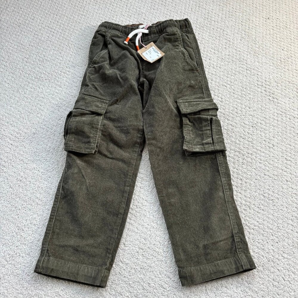 Mini Boden green fine corduroy cargo pants